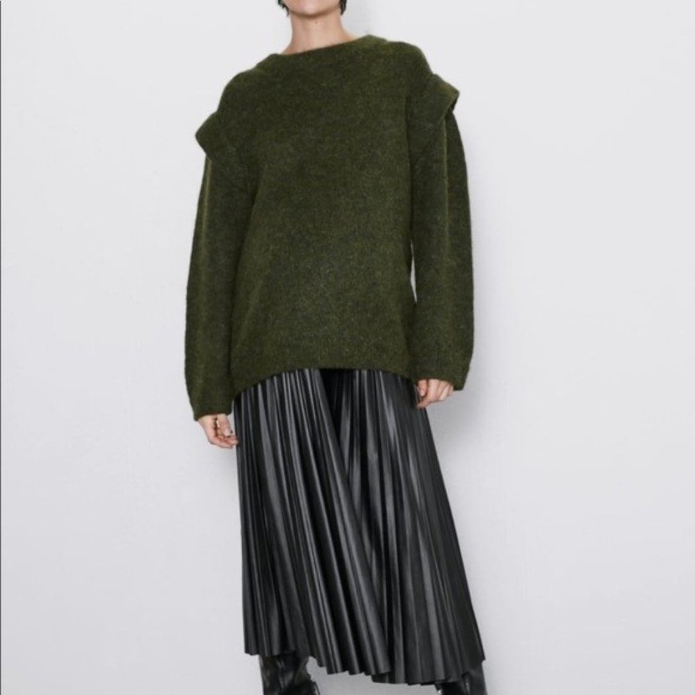 Zara Leather Pleated Pants